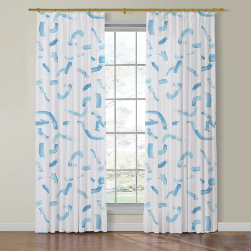 Set of Two Made to Order Schumacher Sepiessa Side Drapery Panels