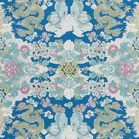 Load image into Gallery viewer, Set of Two Made to Order Schumacher Magic Mountain Dragon Side Drapery Panels