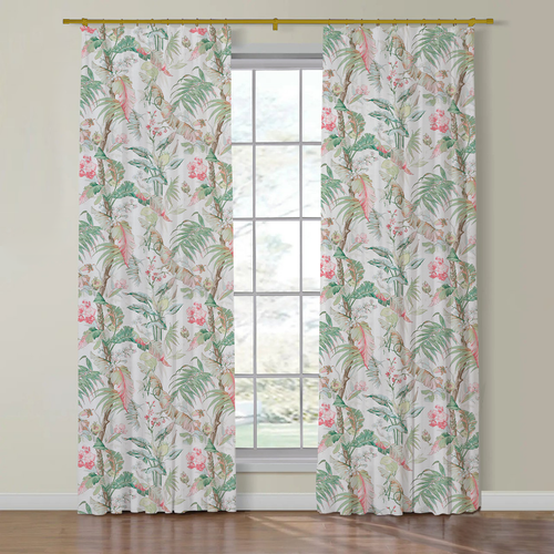 Set of Two Made to Order Schumacher Tropique Side Drapery Panels