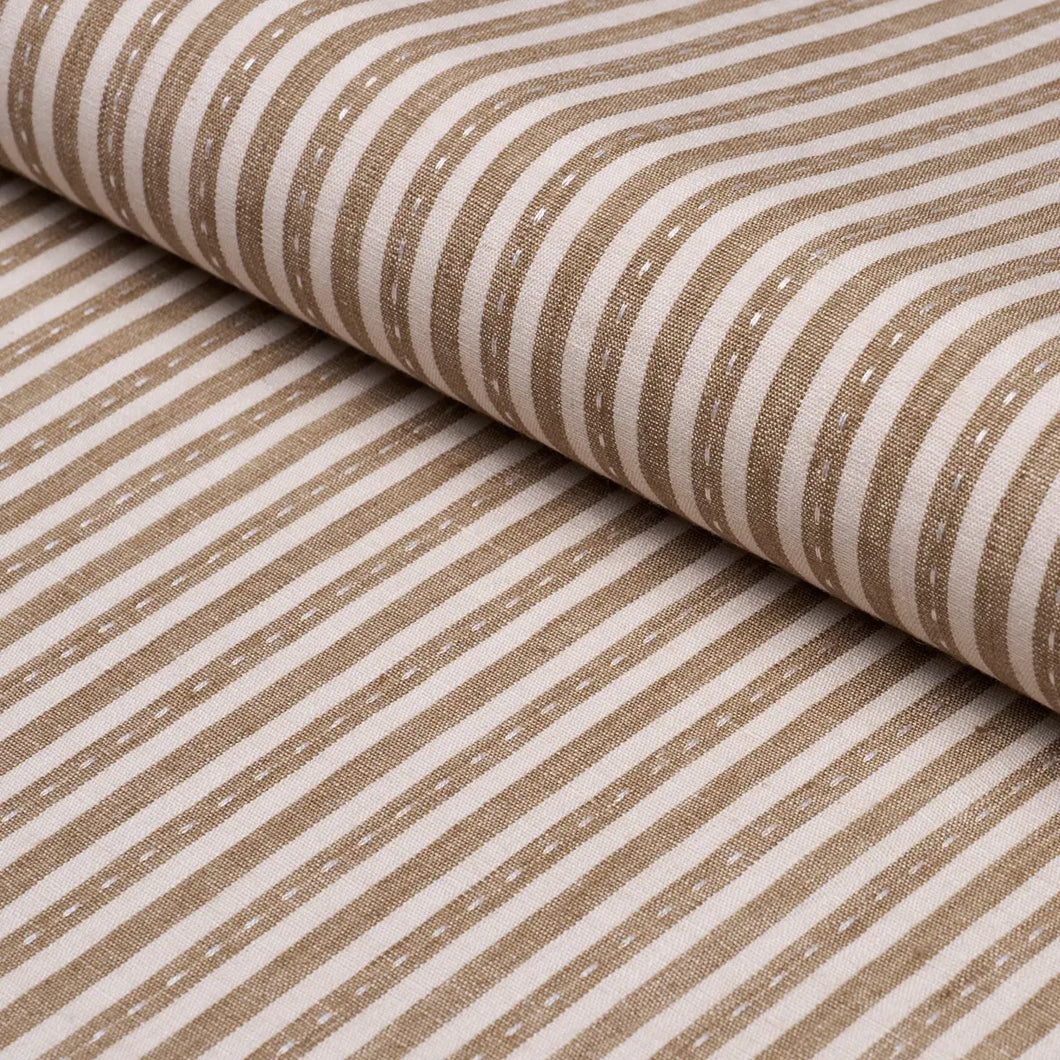 Schumacher Mathis Ticking Stripe Fabric 180594 / Flax