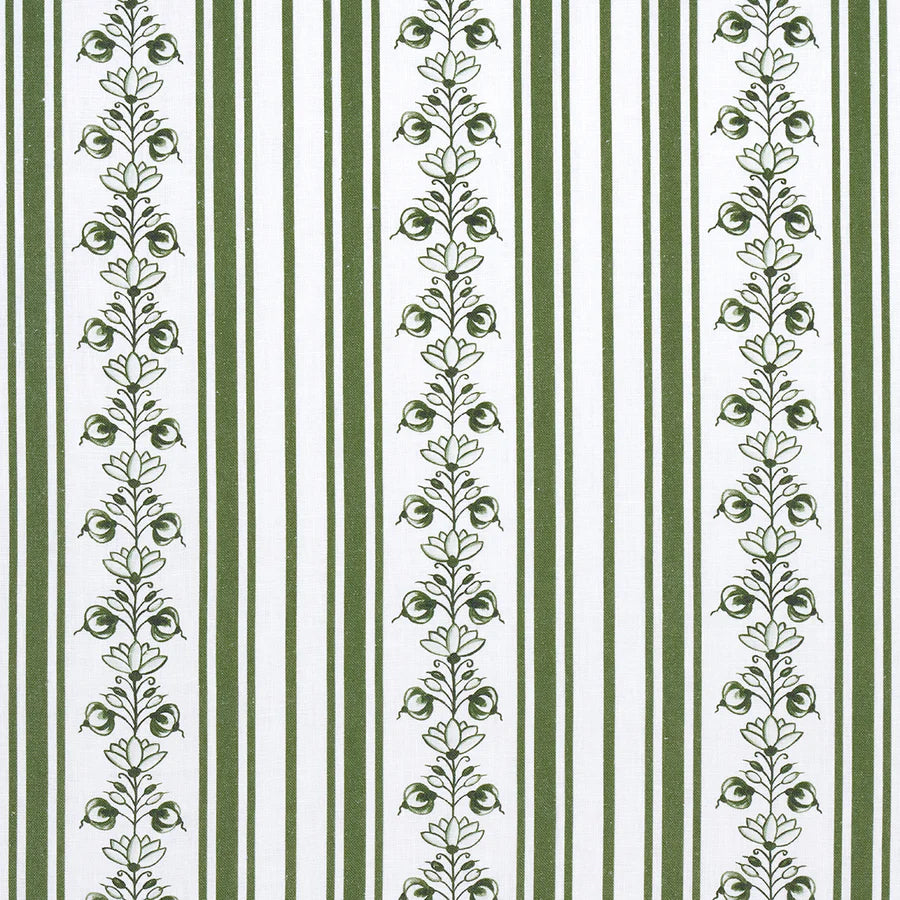 Schumacher Delft Stripe Fabric 180661 / Green