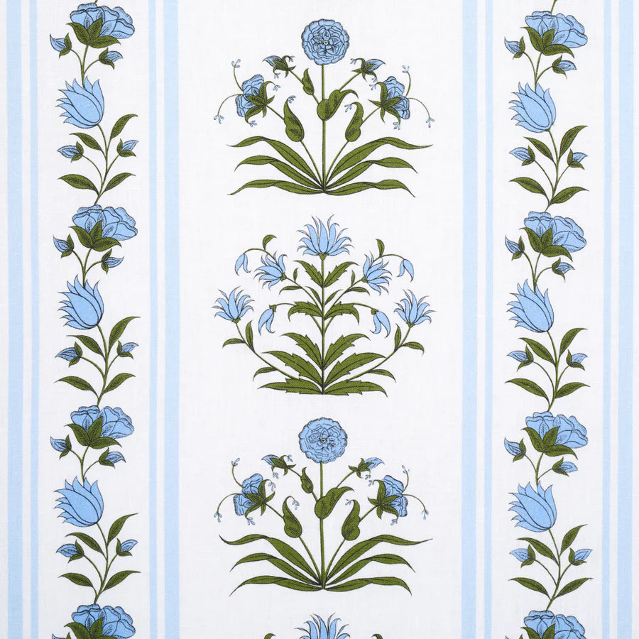 Schumacher Royal Poppy Stripe Fabric 180670 / Sky