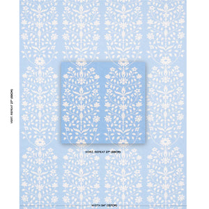 Schumacher Jaipur Mughal Flower Fabric 180681 / Cornflower Blue