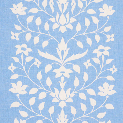 Schumacher Jaipur Mughal Flower Fabric 180681 / Cornflower Blue