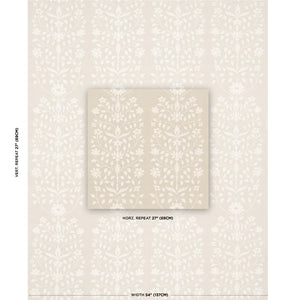 Schumacher Jaipur Mughal Flower Fabric 180682 / Ivory On Natural