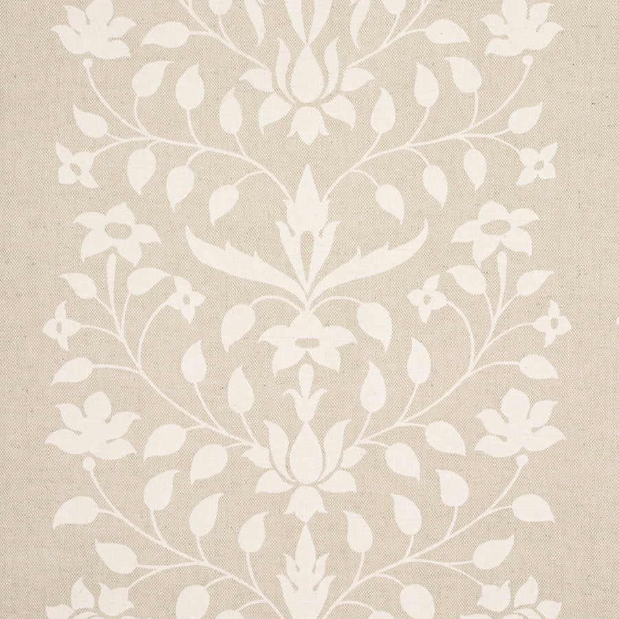 Schumacher Jaipur Mughal Flower Fabric 180682 / Ivory On Natural