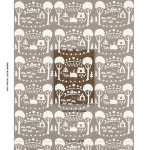 Schumacher Farm Scene Fabric 180881 / Brown