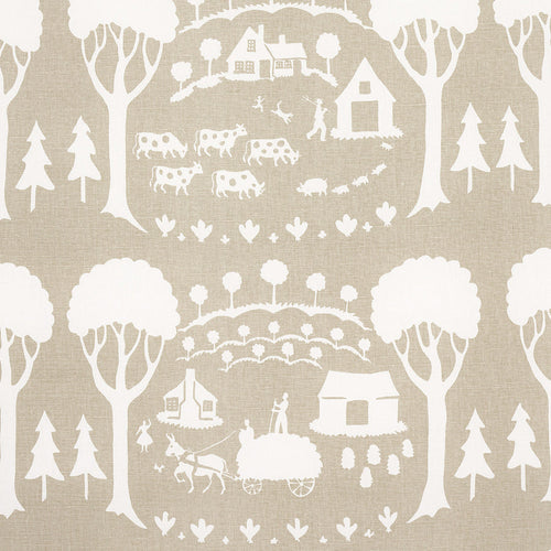 Schumacher Farm Scene Fabric 180882 / Neutral