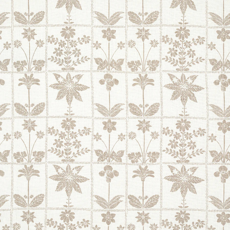 Schumacher Georgia Wildflowers Fabric 180891 / Neutral