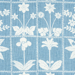Schumacher Georgia Wildflowers Fabric 180892 / Blue