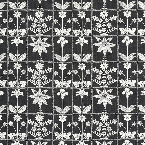 Schumacher Georgia Wildflowers Fabric 180893 / Black
