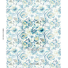 Load image into Gallery viewer, Schumacher Alexandra Vine Linen Fabric 180970 / Navy &amp; Leaf