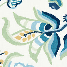Load image into Gallery viewer, Schumacher Alexandra Vine Linen Fabric 180970 / Navy &amp; Leaf