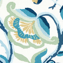 Load image into Gallery viewer, Schumacher Alexandra Vine Linen Fabric 180970 / Navy &amp; Leaf