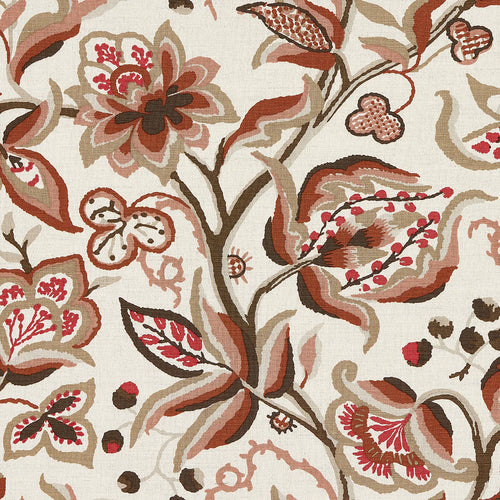 Schumacher Alexandra Vine Linen Fabric 180971 / Natural & Spice