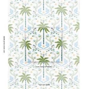Schumacher Island Palm Indoor/Outdoor Fabric 180980 / Blue & Green