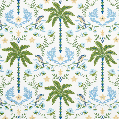 Schumacher Island Palm Indoor/Outdoor Fabric 180980 / Blue & Green