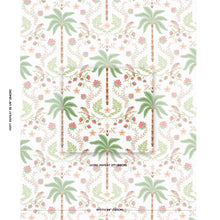Load image into Gallery viewer, Schumacher Island Palm Indoor/Outdoor Fabric 180981 /Coral &amp; Green
