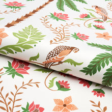 Load image into Gallery viewer, Schumacher Island Palm Indoor/Outdoor Fabric 180981 /Coral &amp; Green