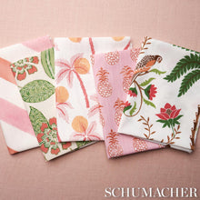 Load image into Gallery viewer, Schumacher Island Palm Indoor/Outdoor Fabric 180981 /Coral &amp; Green