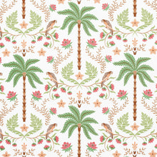 Load image into Gallery viewer, Schumacher Island Palm Indoor/Outdoor Fabric 180981 /Coral &amp; Green