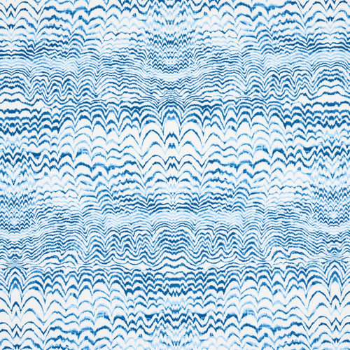 Schumacher Ink Wave Print Indoor/Outdoor Fabric 181050 / Indigo
