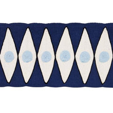 Load image into Gallery viewer, Schumacher Backgammon Tape Trim 181220 / Navy And Sky