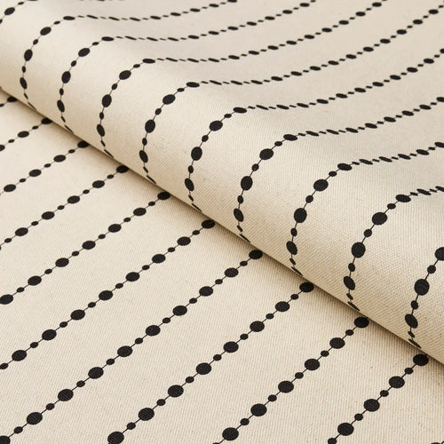 Schumacher Beaded Stripe Fabric 181430 / Black And Cream