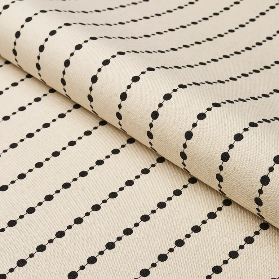 Schumacher Beaded Stripe Fabric 181430 / Black And Cream