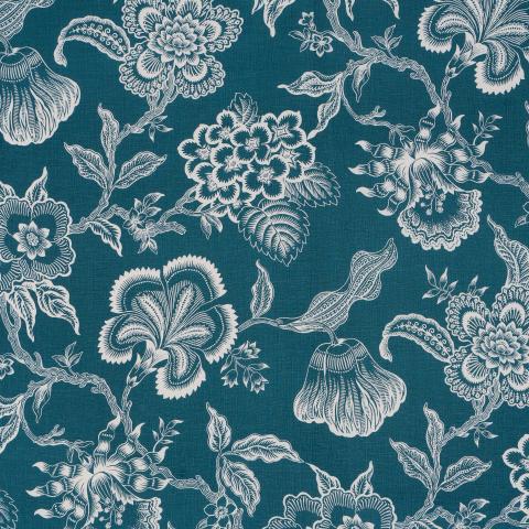 Schumacher Hothouse Flowers Silhouette Fabric 181480 / Peacock