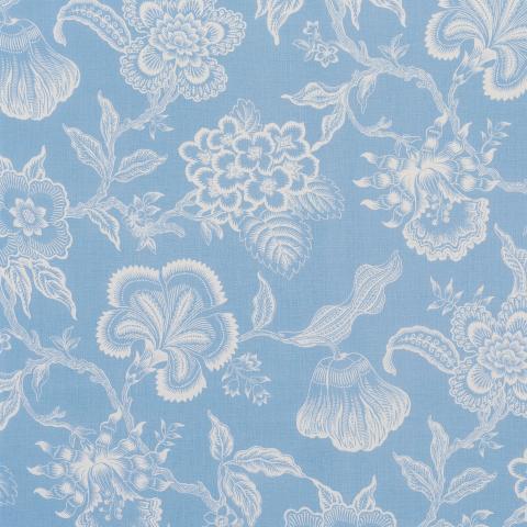 Schumacher Hothouse Flowers Silhouette Fabric 181481 / Bliss Blue