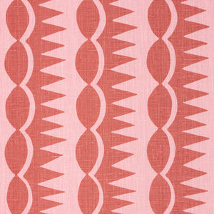 Schumacher Dagger Stripe Fabric 181531 / Red On Pink