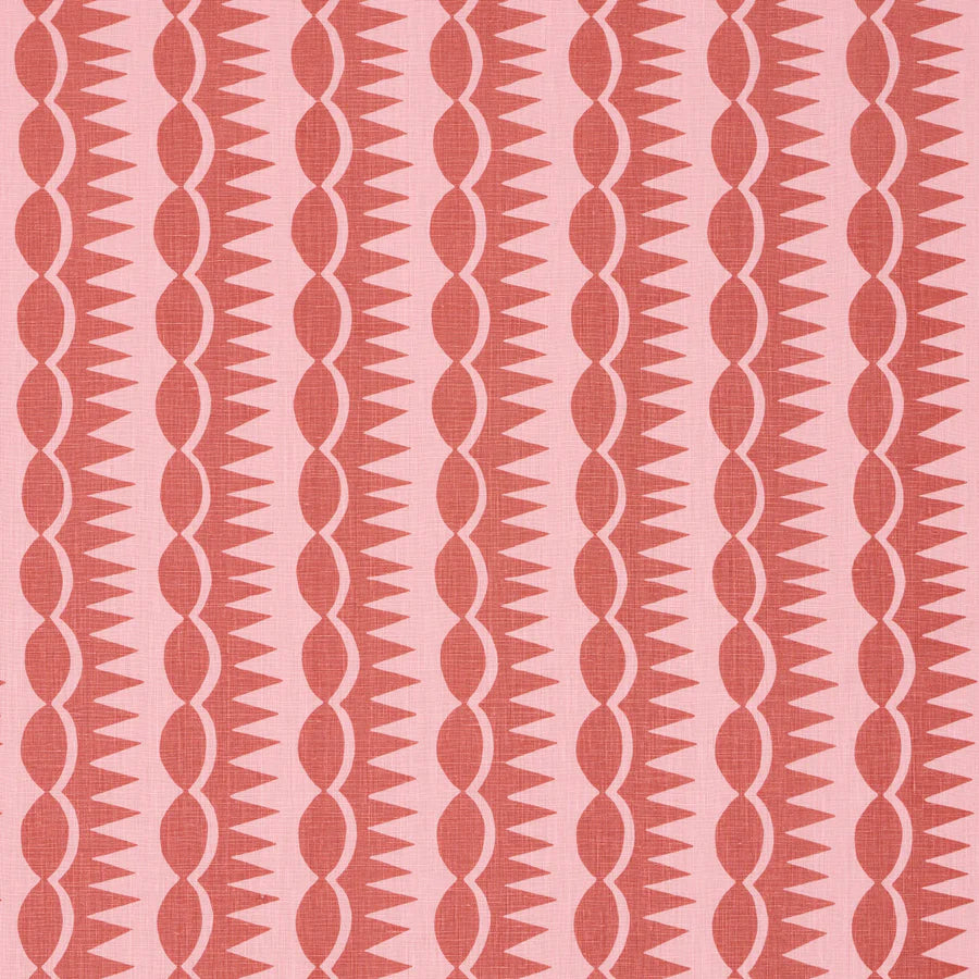 Schumacher Dagger Stripe Fabric 181531 / Red On Pink
