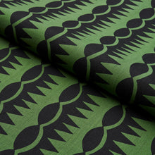 Load image into Gallery viewer, Schumacher Dagger Stripe Fabric 181532 / Black On Green