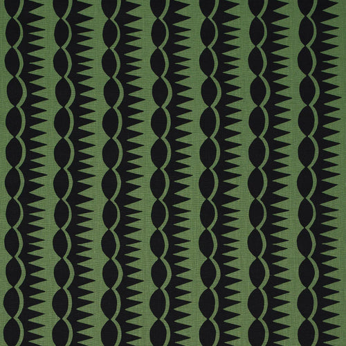Schumacher Dagger Stripe Fabric 181532 / Black On Green