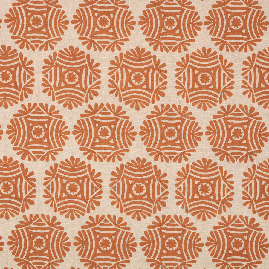 Schumacher Gilded Star Block Print Fabric 181540 / Cinnamon
