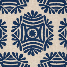 Load image into Gallery viewer, Schumacher Gilded Star Block Print Fabric 181541 / Navy On Natural