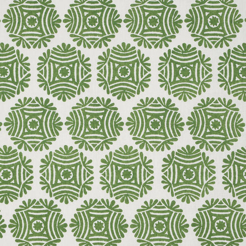 Schumacher Gilded Star Block Print Fabric 181542 / Green