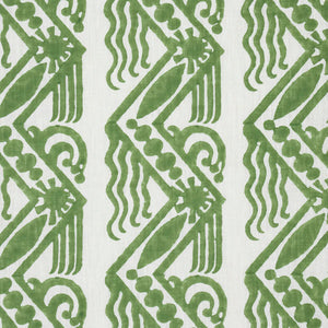 Schumacher Venetian Zig Zag Block Print Fabric 181560 / Green