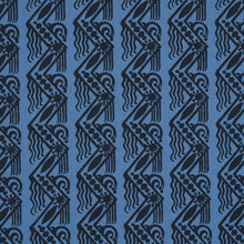 Load image into Gallery viewer, Schumacher Venetian Zig Zag Block Print Fabric 181561 / Black On Blue