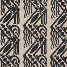 Load image into Gallery viewer, Schumacher Venetian Zig Zag Block Print Fabric 181562 / Black On Natural