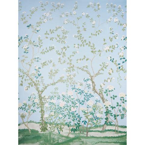 Schumacher Madame De Pompadour Panel Fabric 181572 / Blue