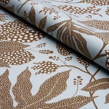 Load image into Gallery viewer, Schumacher Polka Dot Jungle Fabric 181650  / Brown &amp; Sky