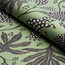 Load image into Gallery viewer, Schumacher Polka Dot Jungle Fabric 181651  / Black &amp; Green