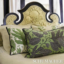 Load image into Gallery viewer, Schumacher Polka Dot Jungle Fabric 181651  / Black &amp; Green