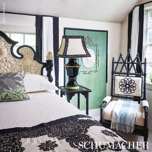 Schumacher Polka Dot Jungle Fabric 181651  / Black & Green