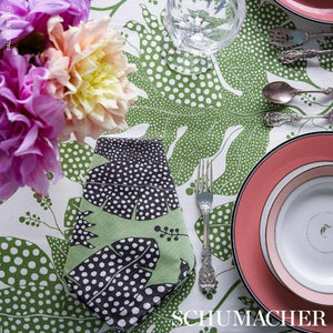 Schumacher Polka Dot Jungle Fabric 181651  / Black & Green