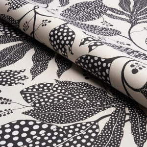 Schumacher Polka Dot Jungle Fabric 181653 / Black & Cream
