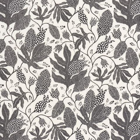 Schumacher Polka Dot Jungle Fabric 181653 / Black & Cream