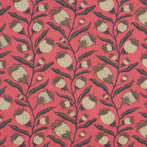 Schumacher Thistle Vine  Fabric 181680 / Red & Gold